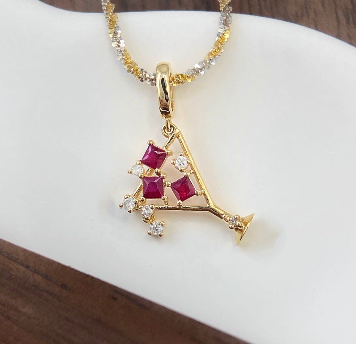 18金 ダイヤモンドチャーム ペンダント K18YG 18K ネックレスチャーム ダイヤモンド ピンク カラーストーン バチカン メロンソーダ カクテル ビール パフェ ワイン - Jewelry Hills Tokyo