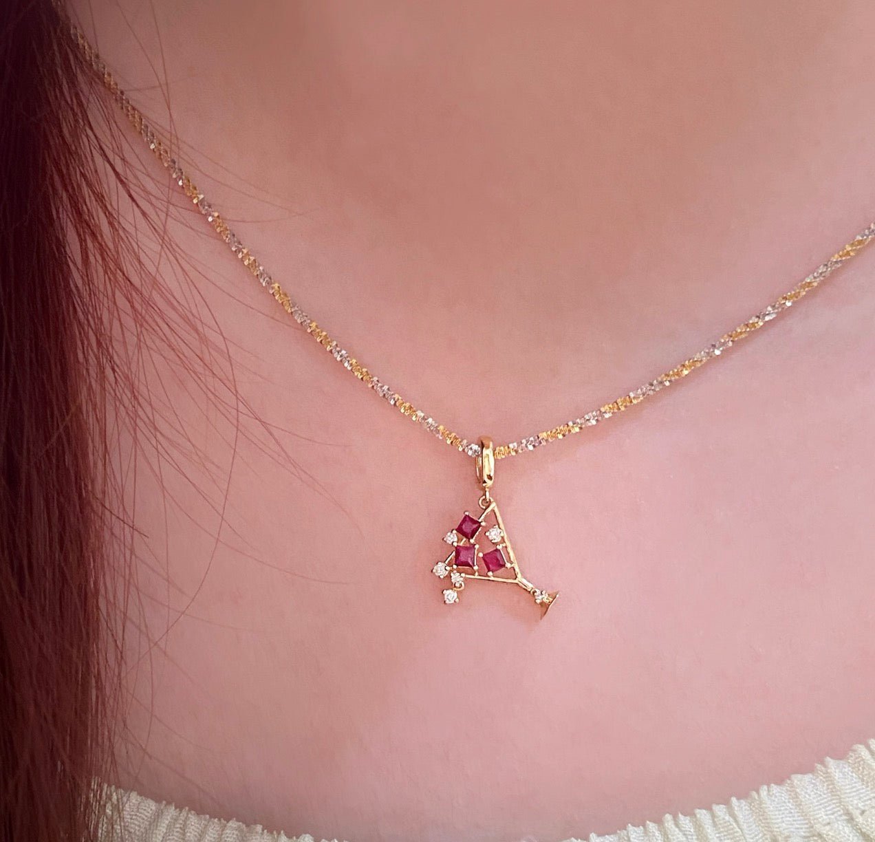 18金 ダイヤモンドチャーム ペンダント K18YG 18K ネックレスチャーム ダイヤモンド ピンク カラーストーン バチカン メロンソーダ カクテル ビール パフェ ワイン - Jewelry Hills Tokyo