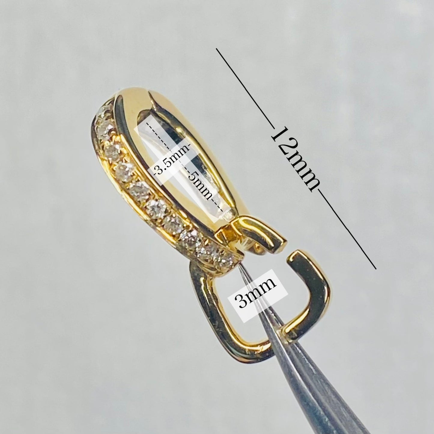 18k gold diamond bail pendant connector