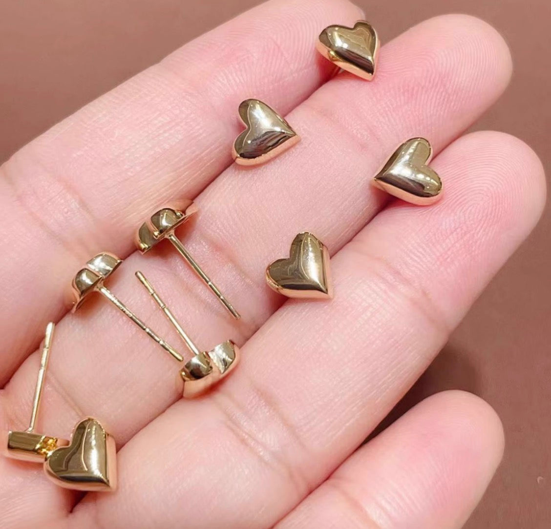 18k gold jewelry studs heart earrings
