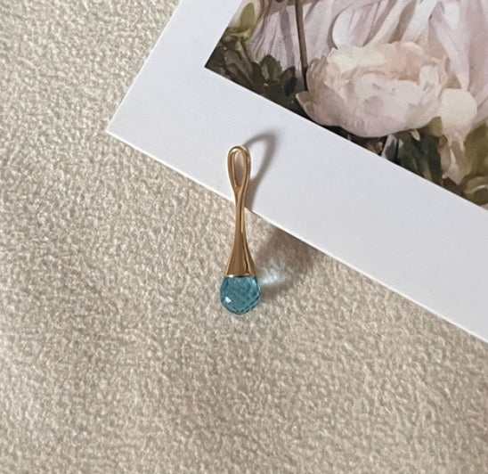 K18YG ペンダント ブルートパーズ アメジスト ティアドロップ 雫 涙 YG イエローゴールド 18金金 18K トパーズ 青 ブルー 紫水晶