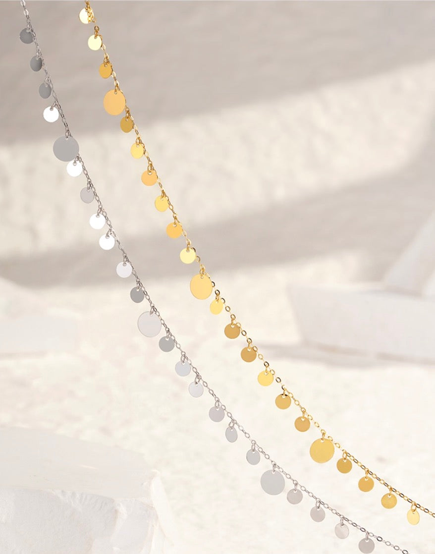 K18YG WG ディスクネックレス コインネックレス チャームネックレス イエローゴールド ホワイトゴールド 18金 18K ネックレス スライド式アジャスターチェーン