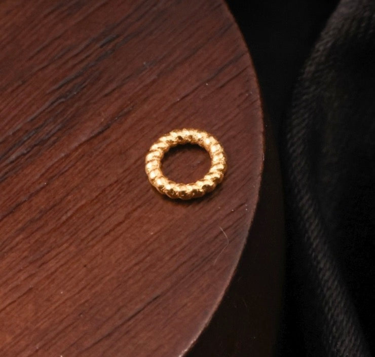 K18YG【ラウンド】イエローゴールド パーツ チェーンパーツ コマ 18K 18金 YG K18 ロープ ねじり ツイスト 丸 円形 マルカン 繋ぎ