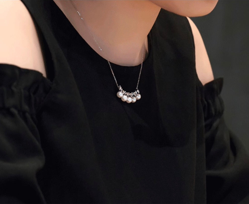 K18WG あこや真珠 ホワイトゴールド 18K 18金 ダイヤモンド ダイヤ WG K18金 ネックレス スマイルネックレス ペンダント アコヤ真珠 akoya