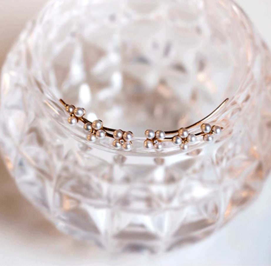 K18PG 真珠 ピンクゴールド 18K 18金 ダイヤモンド ダイヤ PG K18 フックピアス イヤーカフ 花 クローバー 四ツ葉 スマイル 淡水パール ミニ 小