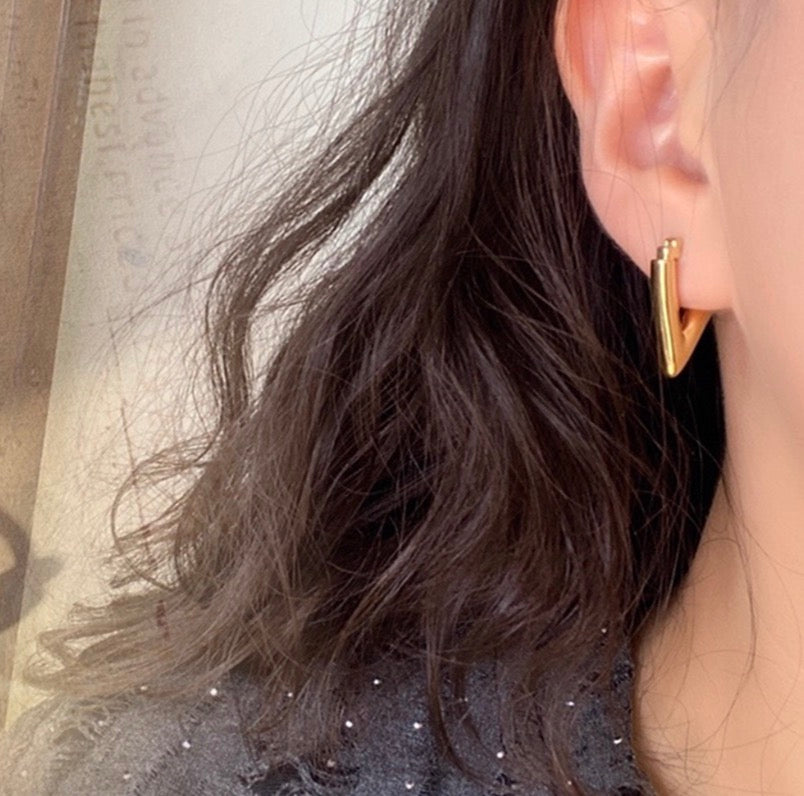 18k gold jewelry hoops earrings triangle
