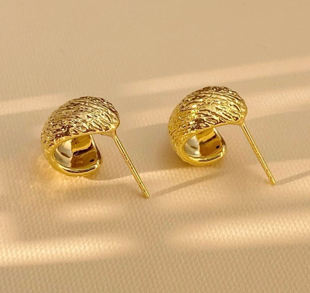 18k gold jewelry beans earrings hollow