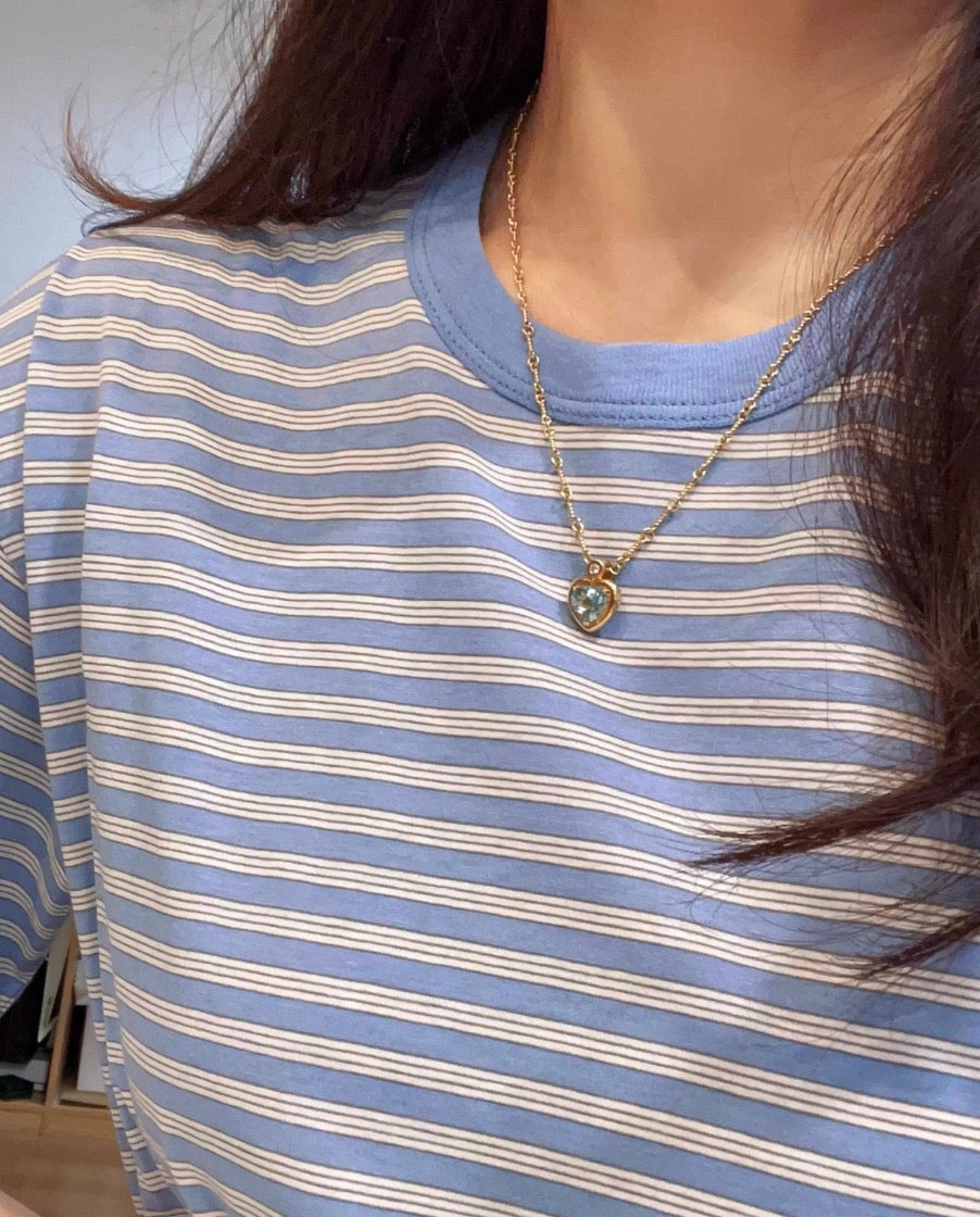 18k yellow gold jewelry diamond heart aquamarine pendant