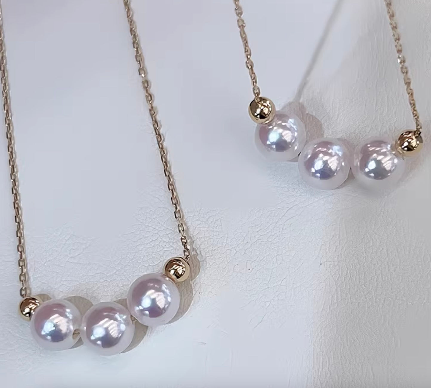 K18YG あこや真珠 スマイルネックレス 18K YG ペンダント 3珠 3粒 3玉 akoya pearl アコヤ ネックレス スマイル 小粒 パール アコヤ真珠