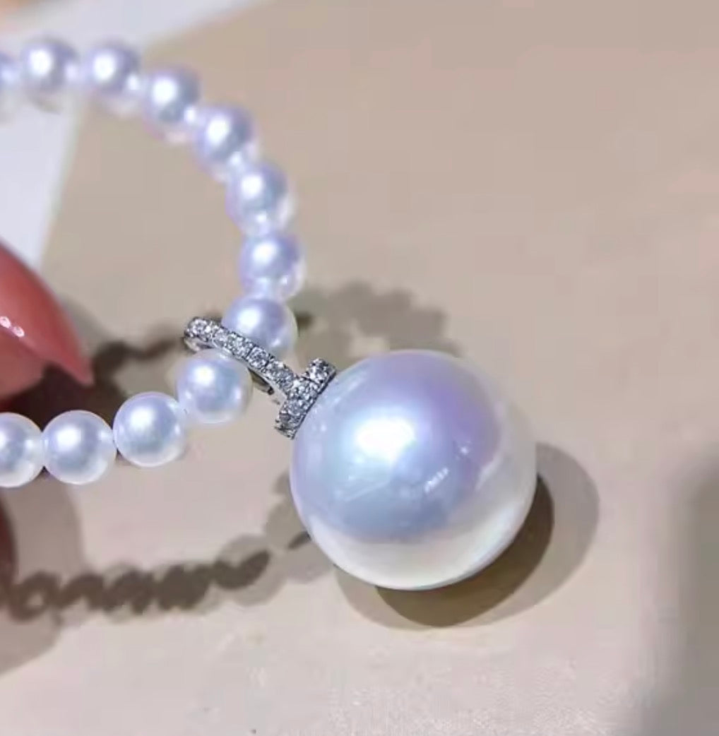 K18WG エジソンパール 淡水真珠 ペンダント ネックレス チャーム バチカン 開口 ホワイトパール ホワイトゴールド