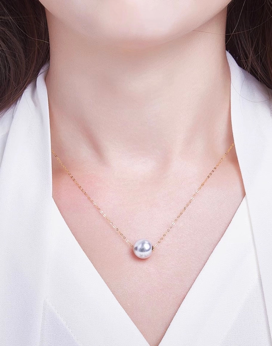 K18YG 白蝶真珠 オーストラリア産 ホワイトパール 一粒ペンダント スルーネックレス イエローゴールド 18k white pearl pendant