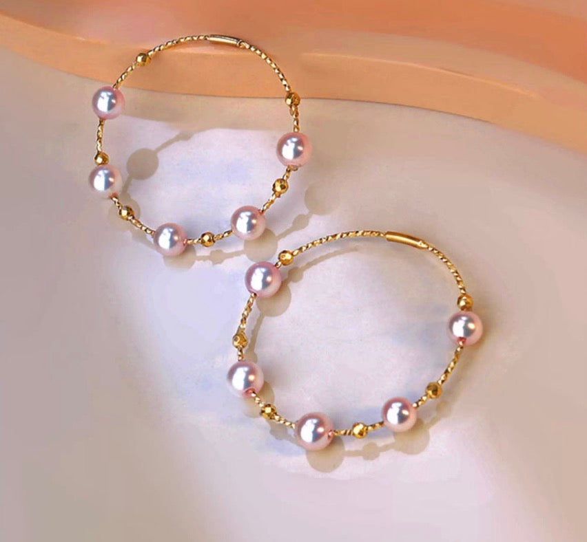 K14YG あこや真珠 パール ピアス フープピアス ワイヤーフープ イエローゴールド YG 14K あこや アコヤ真珠 弾力 ワイヤー リングピアス