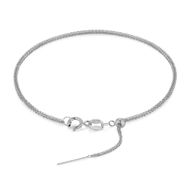 K18YG WG PG ブレスレット 1.5mm~ チェーンブレスレット ショパンチェーン 18k スライド式アジャスターチェーン 調整チェーン