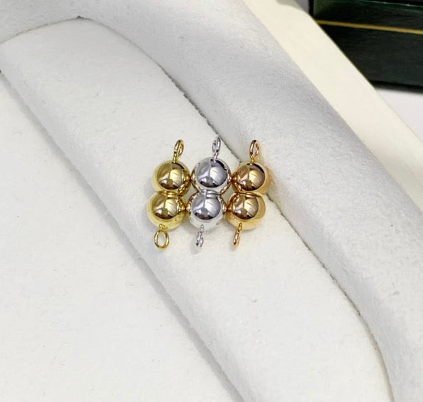 K18YG WG 留め金具 留め具 球体 丸 パール用 ネックレス用 チャーム 磁石 マグネット ジュエリーパーツ ワンタッチ クラスプ