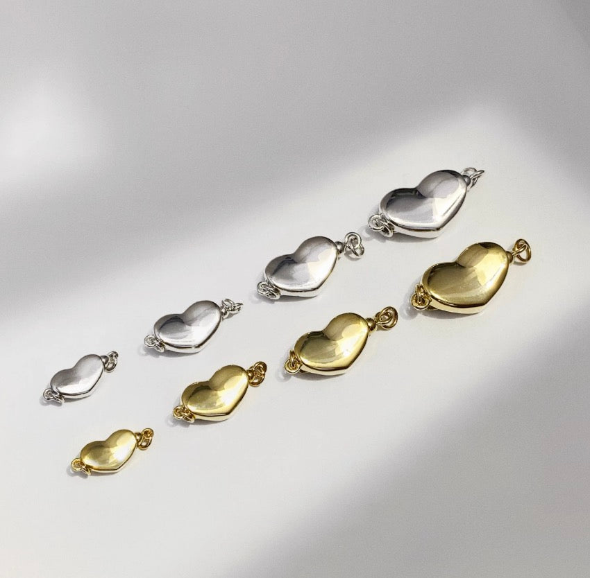 K14 K18YG WG 留め金具 留め具 ハート パール用 ネックレス用 チャーム 中留め ロック式 プッシュ式 ジュエリーパーツ クラスプ