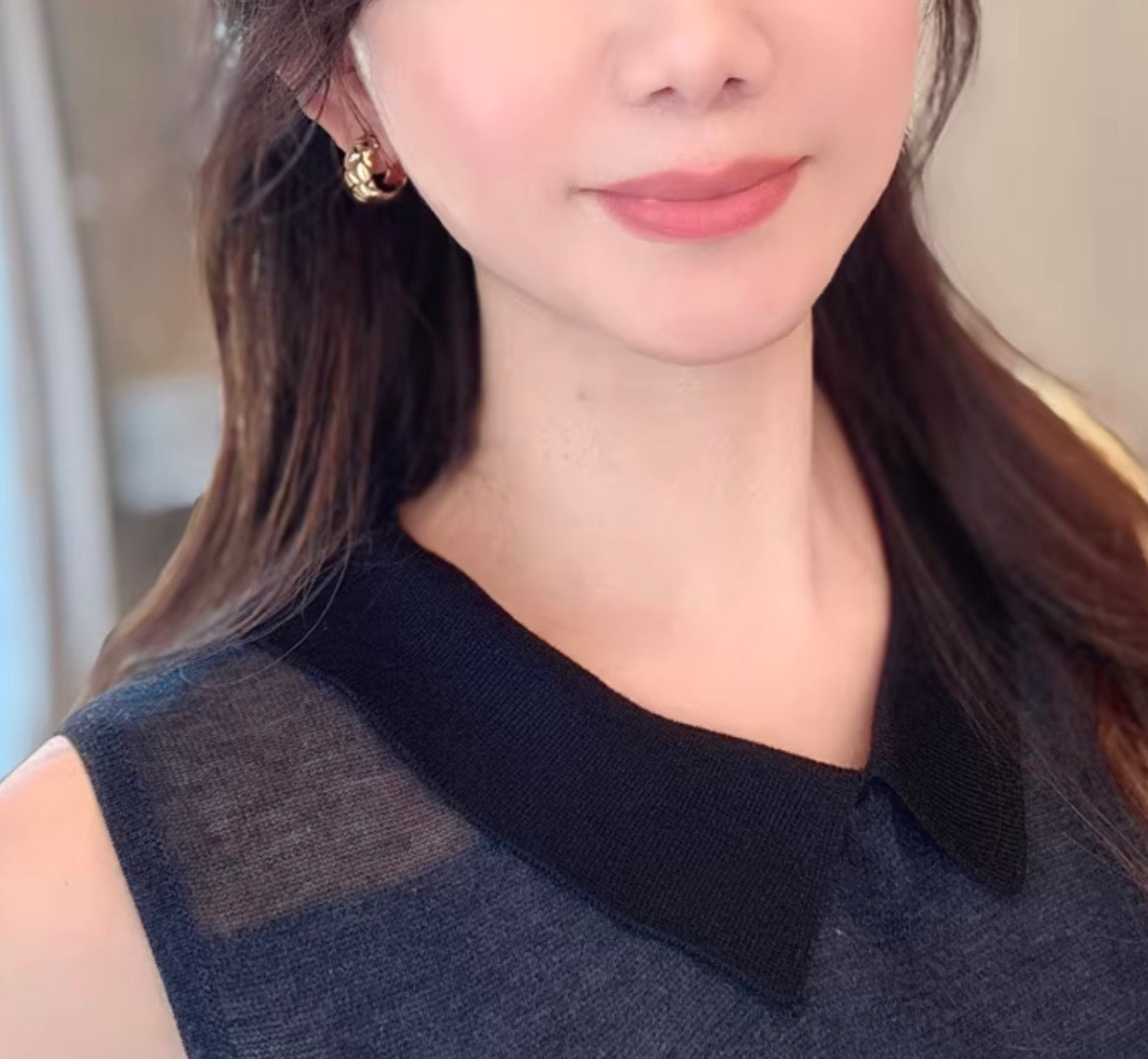 K18YG リングピアス 中空 18K イエローゴールド ピアス フープピアス X 模様 キルティング 柄