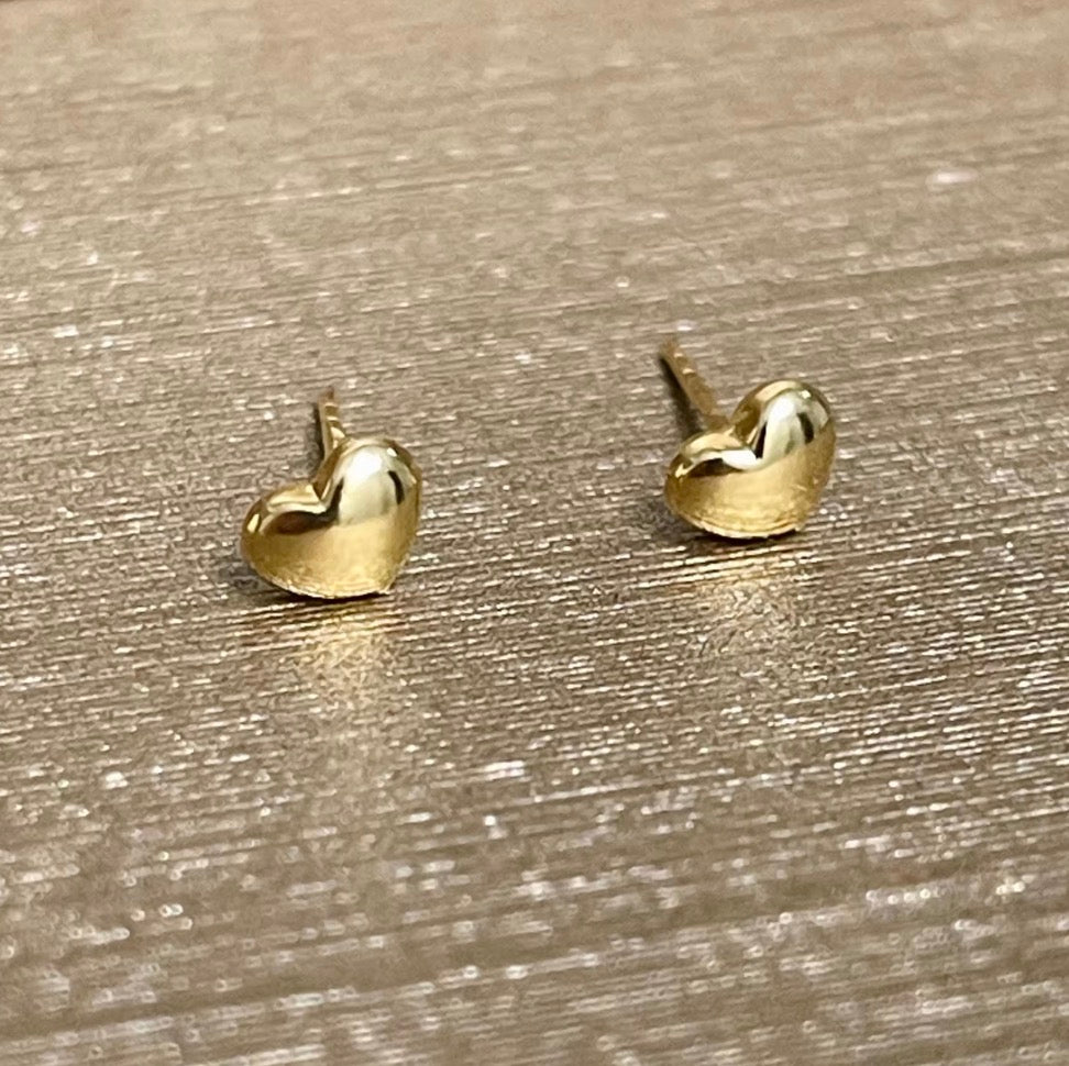 K18YG スタッドピアス ミニ ハート イタリアンジュエリー 18k イエローゴールド 小さめ ぷっくり 鏡面