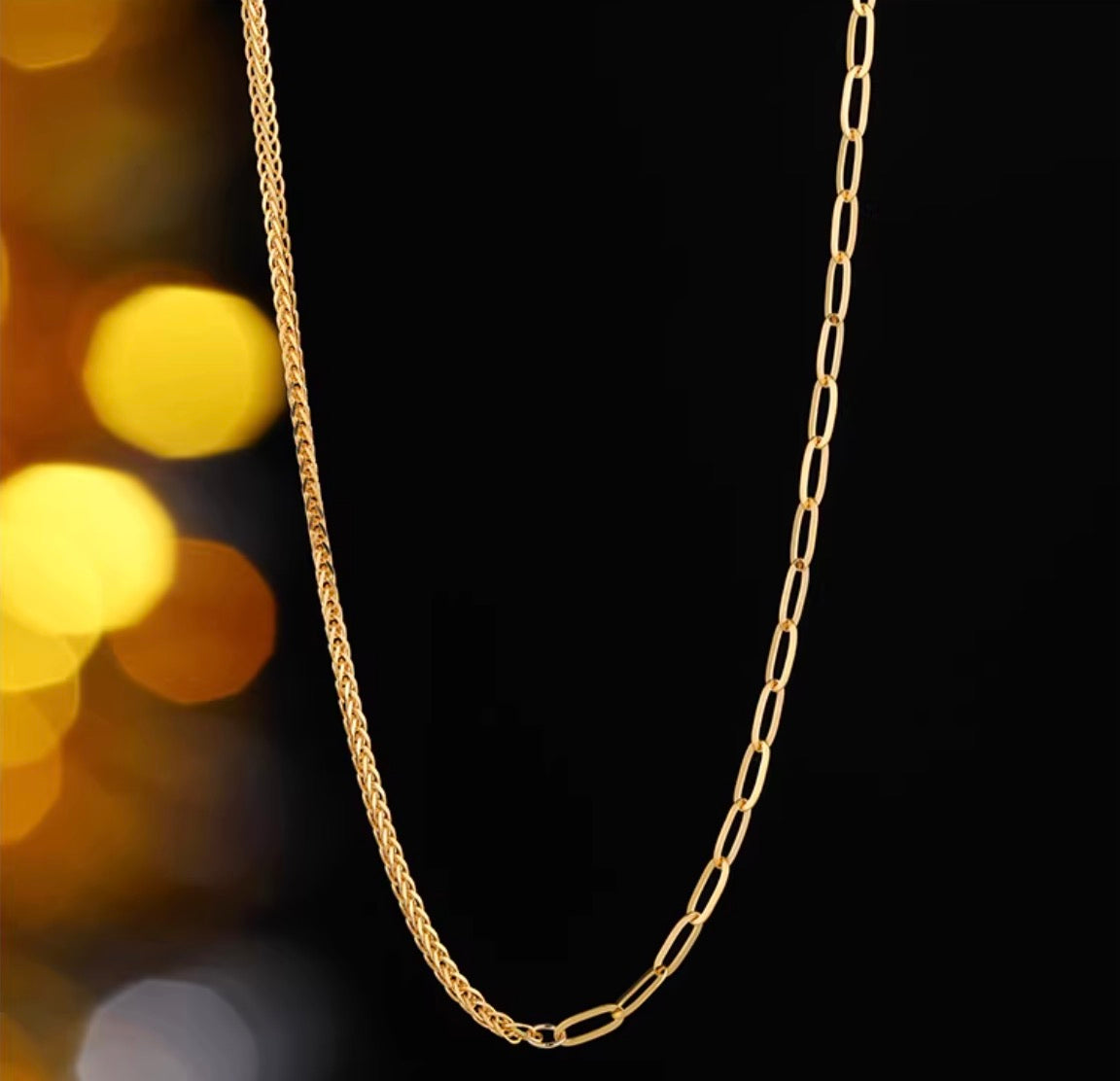 K18YG WG PG ミックスチェーン ネックレス コンビチェーン デザインチェーン 18K オーバルチェーン ペーパークリップ ショパンチェーン