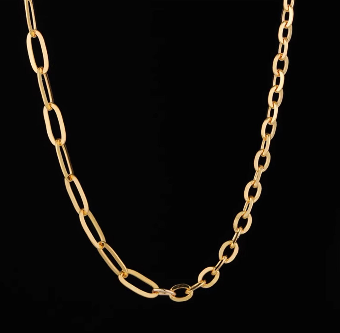 K18YG WG PG ミックスチェーン ネックレス コンビチェーン デザインチェーン 18K オーバルチェーン あずきチェーン ペーパークリップ