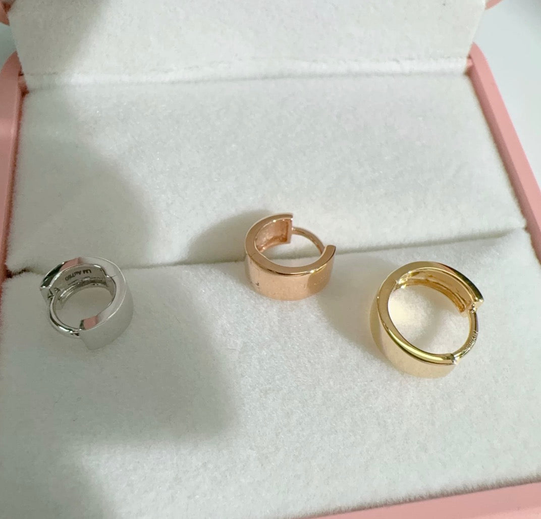 K18YG WG PG リングピアス 7.5mm フープピアス 18k 幅広