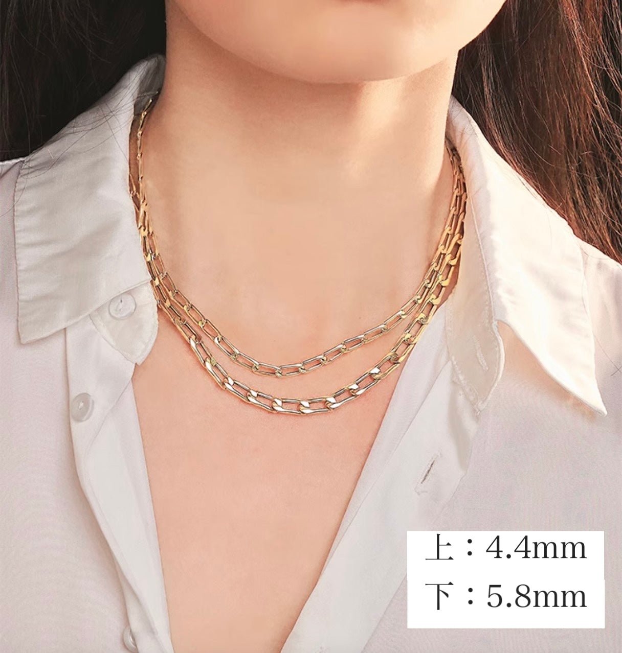 【4.4mm】K18YG イエローゴールド フィガロチェーン カット小豆チェーン ネックレス オーバルリンク 18K YG メンズ レディース 太め - Jewelry Hills Tokyo