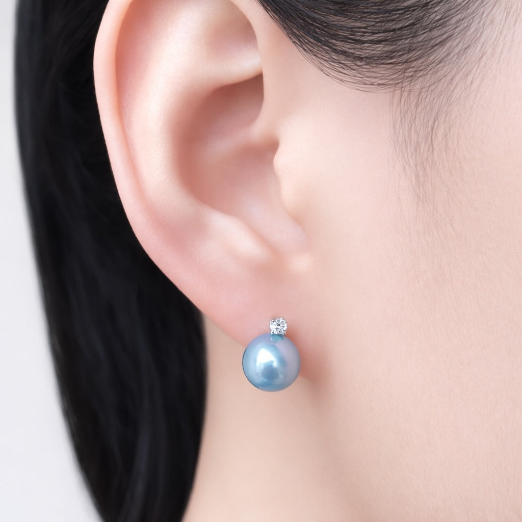 K18YG WG 真麻多真珠 グレーパール ピアス 灰色 18K イエローゴールド ホワイトゴールド 灰色アコヤ 灰色あこや 真麻多