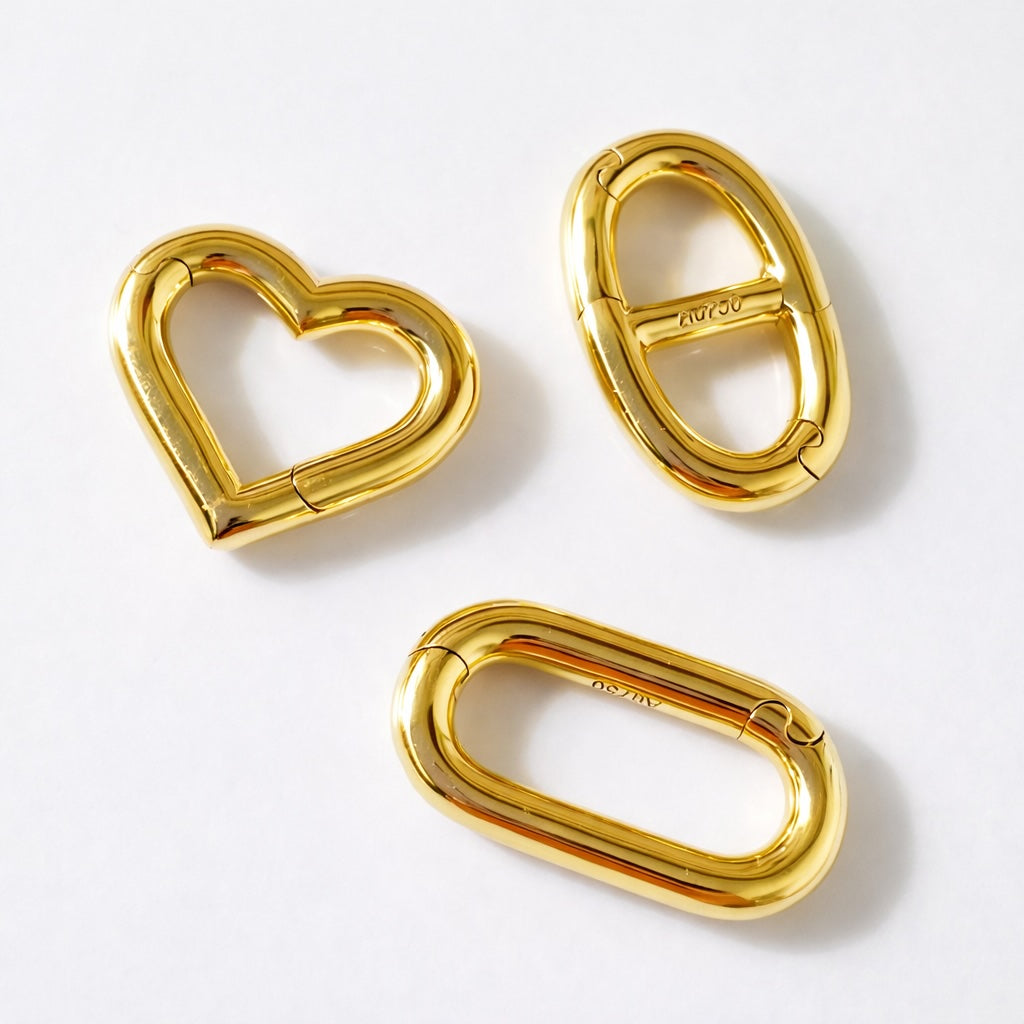 K18YG WG オーバル 開口 クラスプ パーツ チャーム 18K イエローゴールド ホワイトゴールド コマ ネックレスパーツ ブレスレットパーツ 繋ぎ