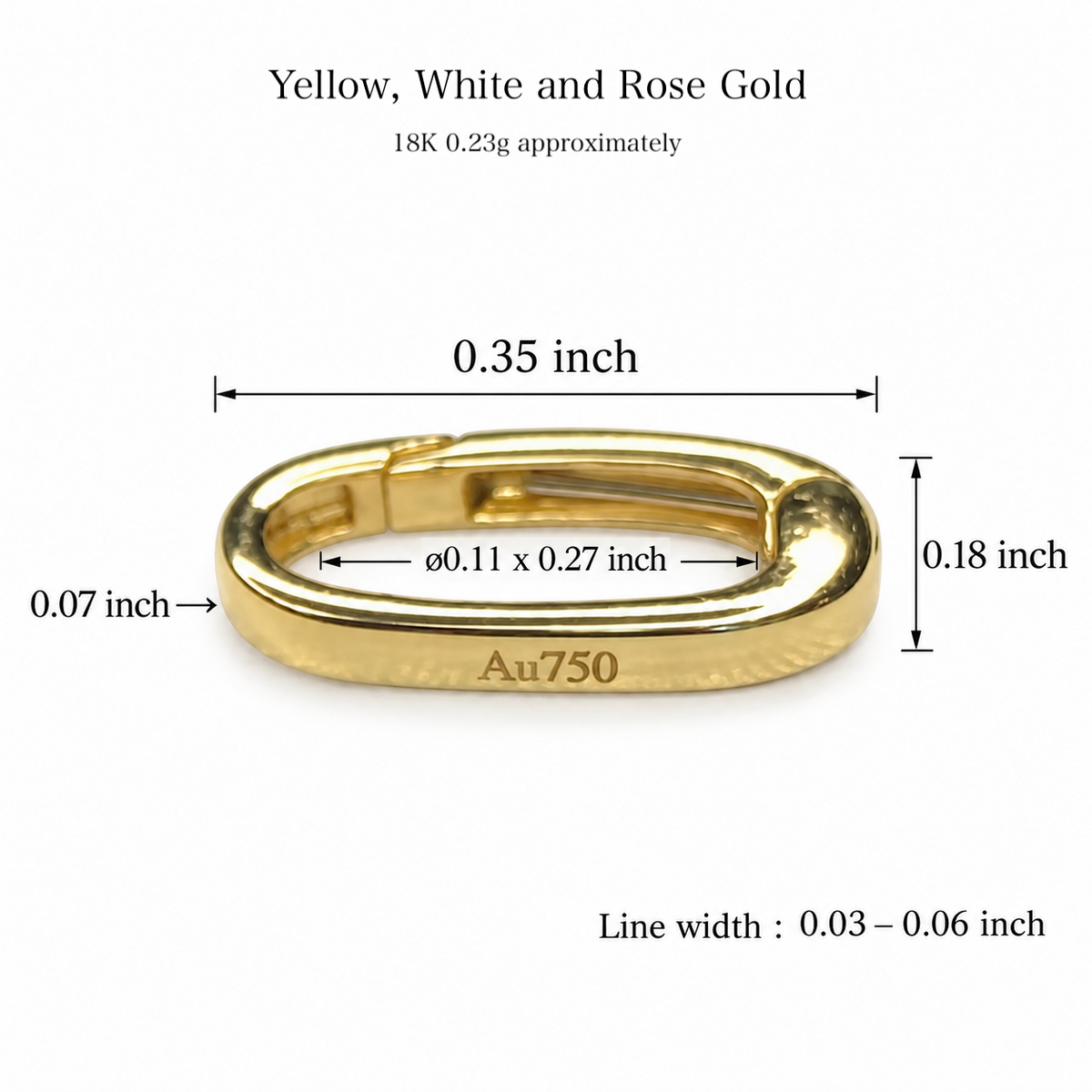 K18YG WG PG クラスプ オーバル 楕円 パーツ チャーム 18K 開口 コマ 繋ぎ チャーム バネ開閉