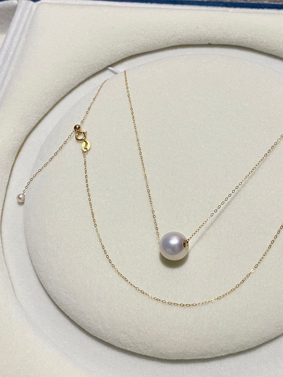 K18YG WG 白蝶真珠 オーストラリア産 ホワイトパール 一粒ペンダント スルーネックレス スライド式チェーン 18k white pearl pendant