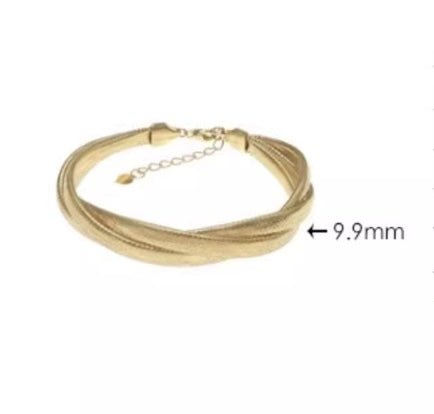 K18 蛇 ブレスレット バングル スネーク 18K YG イエローゴールド K18YG ツイスト 太め ゴツい ボリューム ねじり 編み 弾力ブレスレット - Jewelry Hills Tokyo