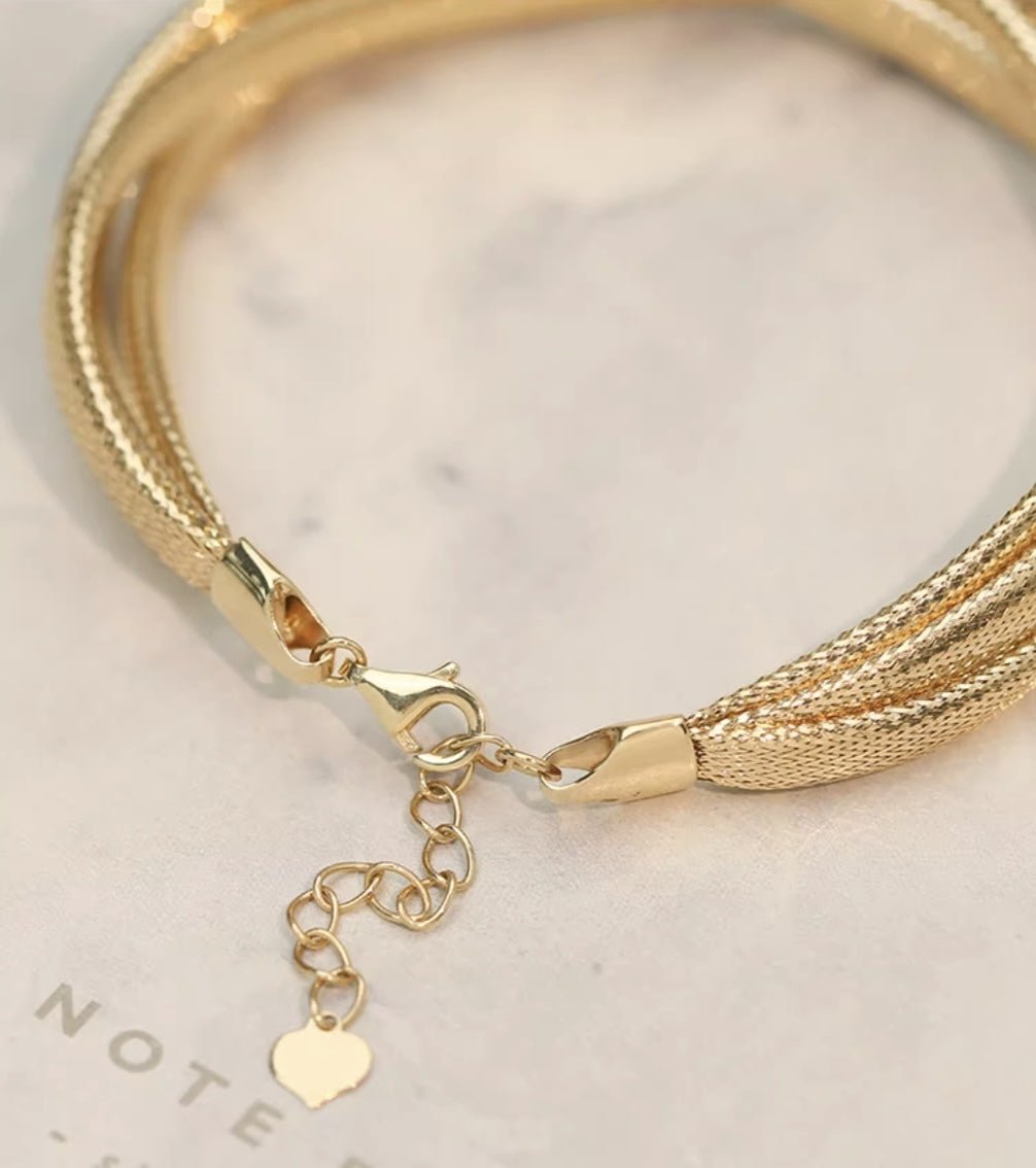 K18 蛇 ブレスレット バングル スネーク 18K YG イエローゴールド K18YG ツイスト 太め ゴツい ボリューム ねじり 編み 弾力ブレスレット - Jewelry Hills Tokyo