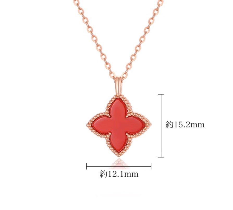 K18PG ペンダントトップ レッドカーネリアン 18K PG ピンクゴールド クローバー 四ツ葉 花 ネックレス チャーム ペンダント カーネリアン - Jewelry Hills Tokyo