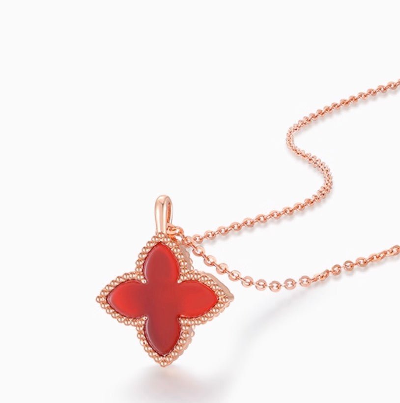 K18PG ペンダントトップ レッドカーネリアン 18K PG ピンクゴールド クローバー 四ツ葉 花 ネックレス チャーム ペンダント カーネリアン - Jewelry Hills Tokyo
