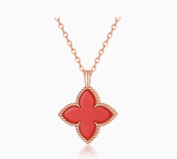 K18PG ペンダントトップ レッドカーネリアン 18K PG ピンクゴールド クローバー 四ツ葉 花 ネックレス チャーム ペンダント カーネリアン - Jewelry Hills Tokyo
