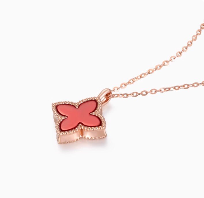 K18PG ペンダントトップ レッドカーネリアン 18K PG ピンクゴールド クローバー 四ツ葉 花 ネックレス チャーム ペンダント カーネリアン - Jewelry Hills Tokyo