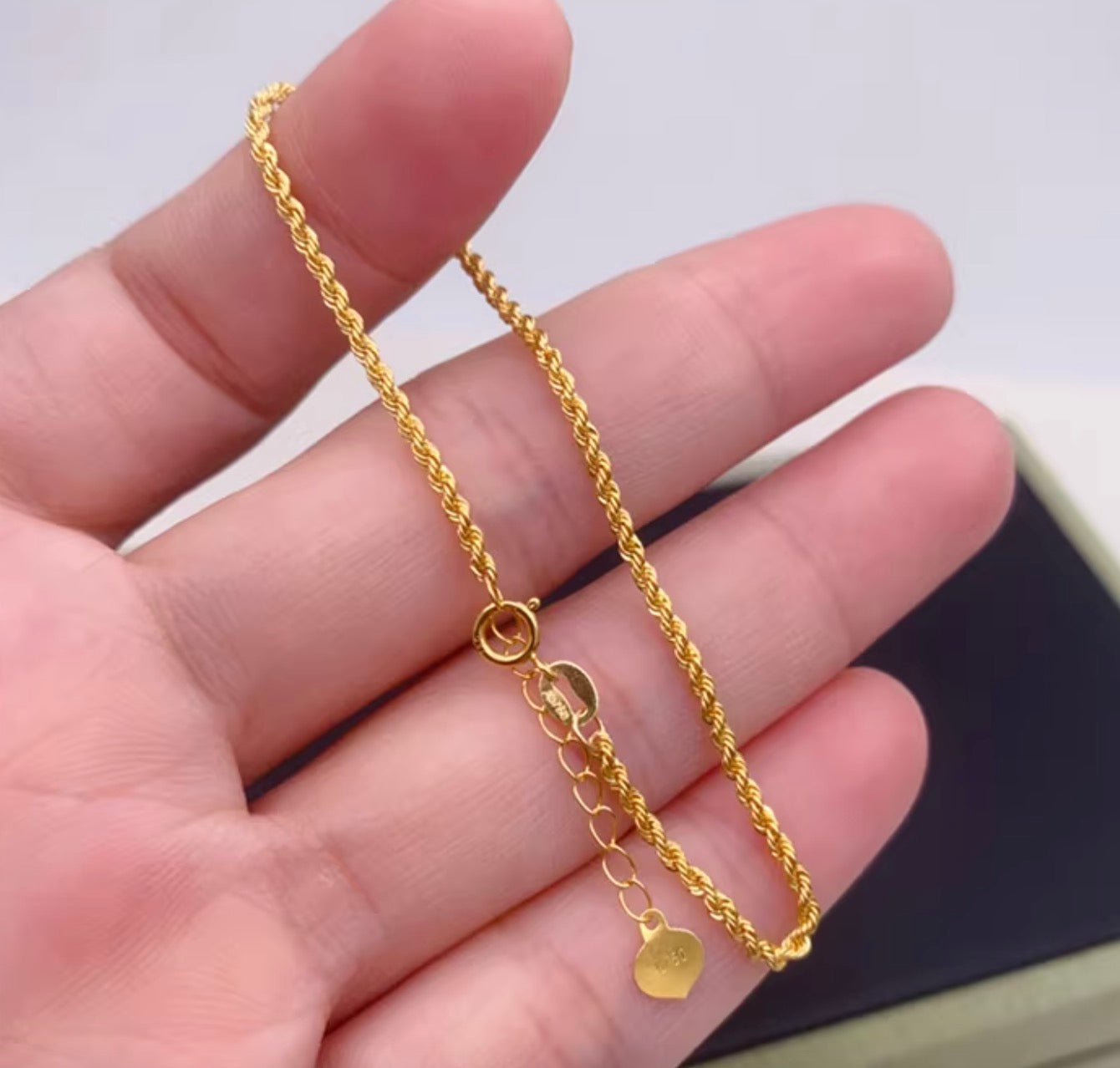 K18YG ロープチェーン 1.7mm ブレスレット イエローゴールド 18K ツイスト ブレス