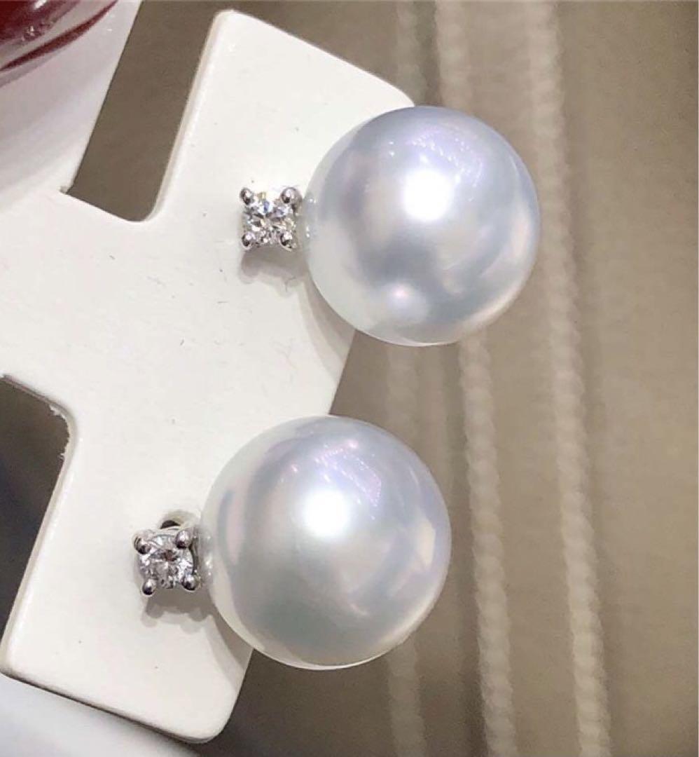 K18WG ホワイトゴールド 白蝶真珠 ホワイトパール ピアス スタッドピアス 18金 18k - Jewelry Hills Tokyo