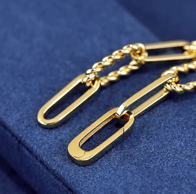 K18WG ホワイトゴールド 18K レオンチェーン ケーブルチェーン オーバルチェーン ツイスト ロープ ブレスレット チェーンブレスレット ブレス メンズ レディース ユニセックス 中空 太め WG YG 17cm~ - Jewelry Hills Tokyo