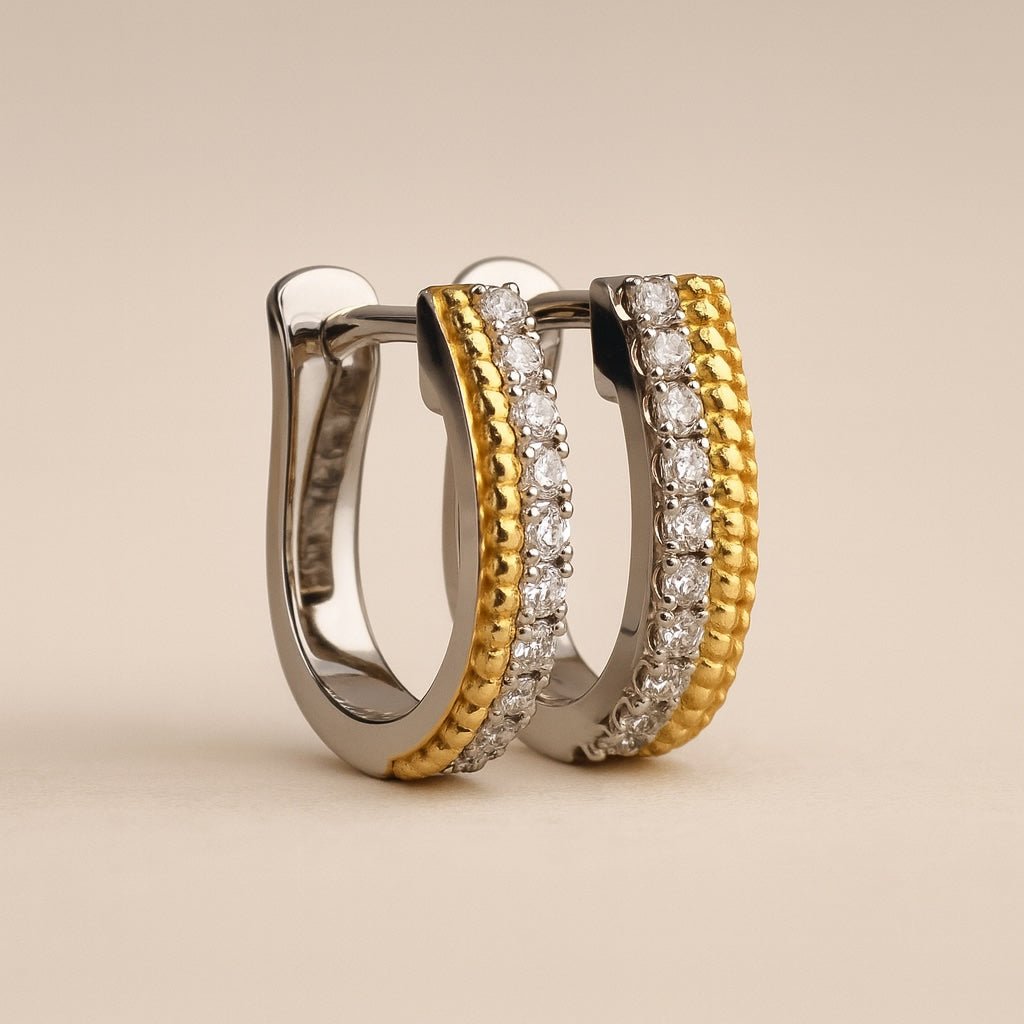 K18WG PG YG ダイヤモンド ピアス フープピアス リングピアス 馬蹄 ホースシュー 馬の蹄 U U字 シンプル 18K ホワイトゴールド イエローゴールド ピンクゴールド - Jewelry Hills Tokyo