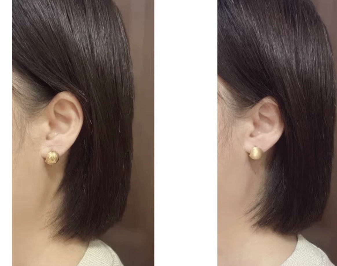 K18YG イエローゴールド フープピアス ピアス リングピアス 12.5mm 松ぼっくり コロコロ 球体 18金 18K K18 ボールカット 2way - Jewelry Hills Tokyo