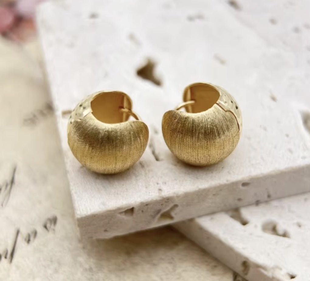K18YG イエローゴールド フープピアス ピアス リングピアス 12.5mm 松ぼっくり コロコロ 球体 18金 18K K18 ボールカット 2way - Jewelry Hills Tokyo