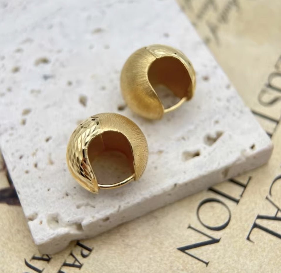 K18YG イエローゴールド フープピアス ピアス リングピアス 12.5mm 松ぼっくり コロコロ 球体 18金 18K K18 ボールカット 2way - Jewelry Hills Tokyo