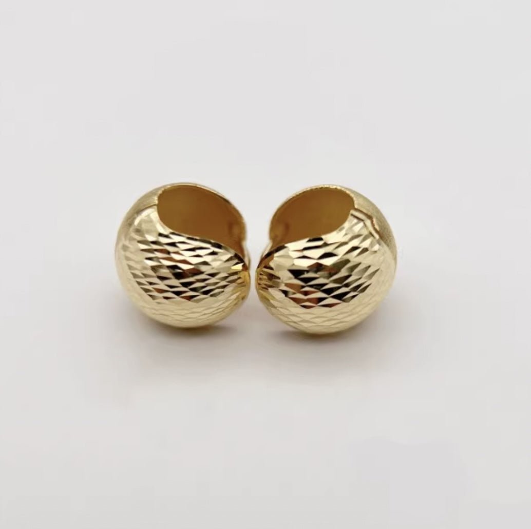 K18YG イエローゴールド フープピアス ピアス リングピアス 12.5mm 松ぼっくり コロコロ 球体 18金 18K K18 ボールカット 2way - Jewelry Hills Tokyo