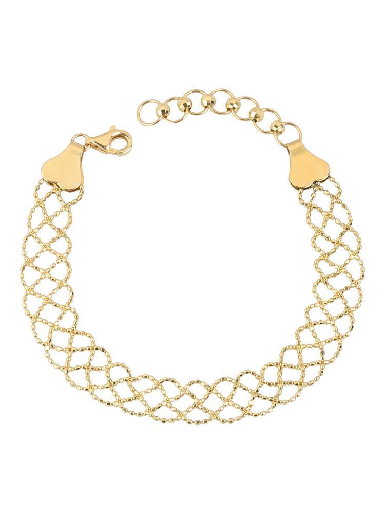 K18YG イエローゴールド 18金 ブレスレット レース 編み 18k メッシュ ワイド アジャスター ブレス - Jewelry Hills Tokyo