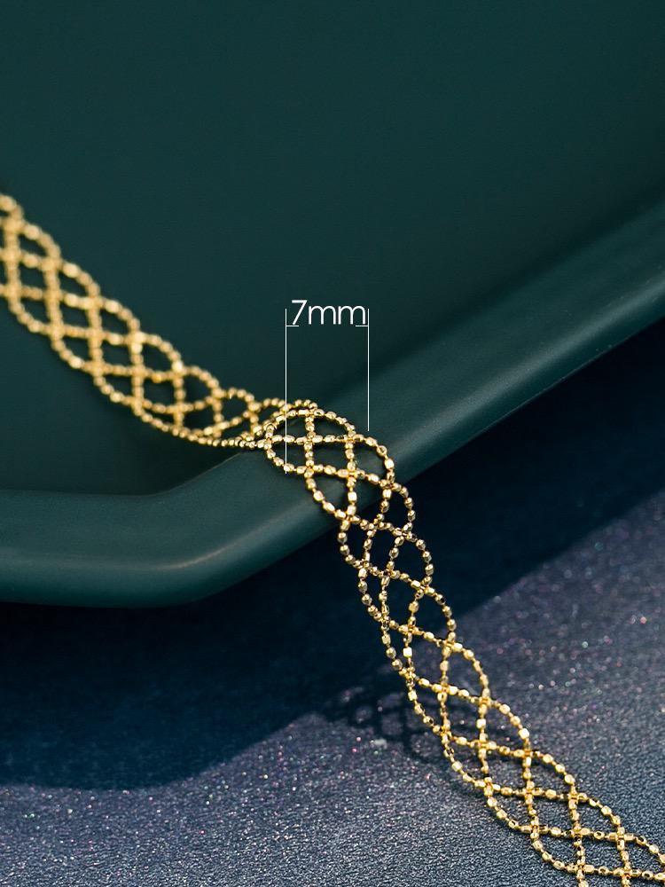 K18YG イエローゴールド 18金 ブレスレット レース 編み 18k メッシュ ワイド アジャスター ブレス - Jewelry Hills Tokyo