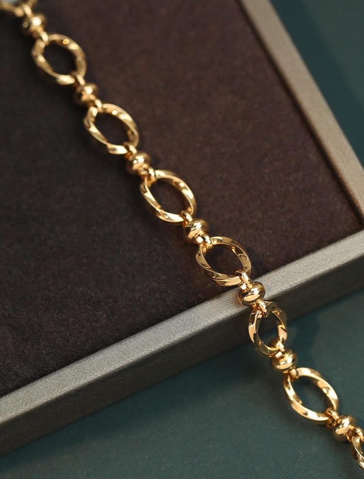 K18YG ツイスト ブレスレット オーバルリンクチェーン 18金 オーダーメイド ブレス 18K 中空 オーバルチェーン メンズ レディース ユニセックス チェーンブレス 中空 太め - Jewelry Hills Tokyo