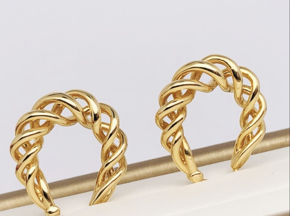 K18YG イエローゴールド フープピアス ピアス リングピアス 中空 ロープ ねじり ツイスト ツイストフープ 18金 18K K18 - Jewelry Hills Tokyo