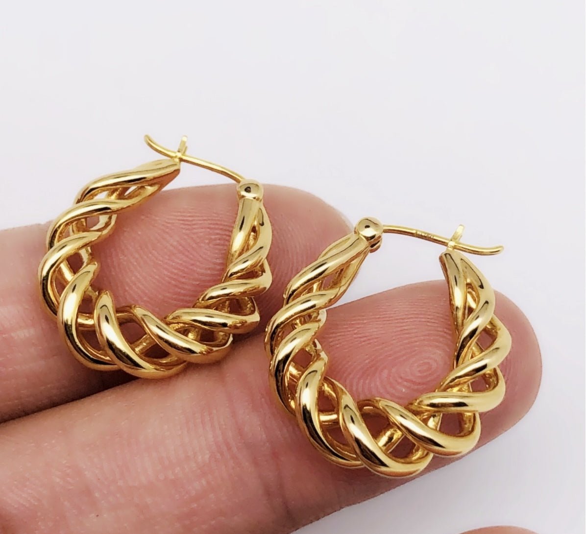 K18YG イエローゴールド フープピアス ピアス リングピアス 中空 ロープ ねじり ツイスト ツイストフープ 18金 18K K18 - Jewelry Hills Tokyo