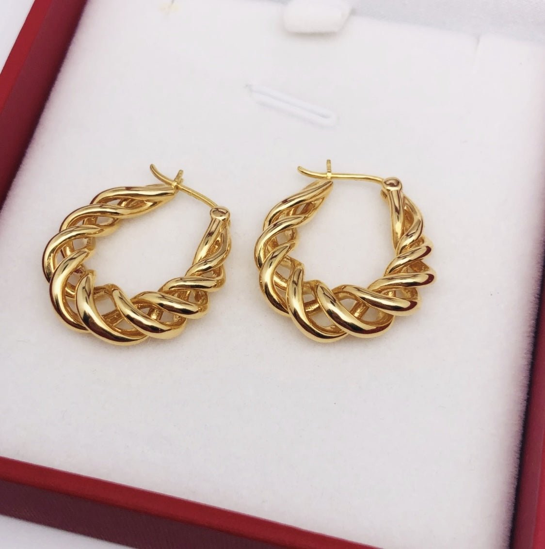 K18YG イエローゴールド フープピアス ピアス リングピアス 中空 ロープ ねじり ツイスト ツイストフープ 18金 18K K18 - Jewelry Hills Tokyo
