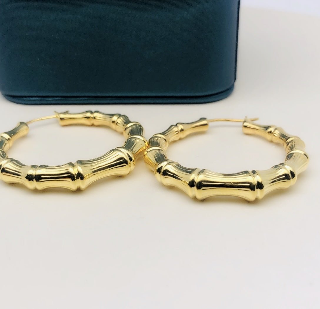 K18YG イエローゴールド フープピアス ピアス リングピアス 中空 バンブー 竹 バンブーモチーフ 円形 18金 18K K18 - Jewelry Hills Tokyo